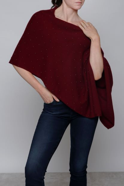 Augustina's Cashmere Blend Pearl Topper in Burgundy