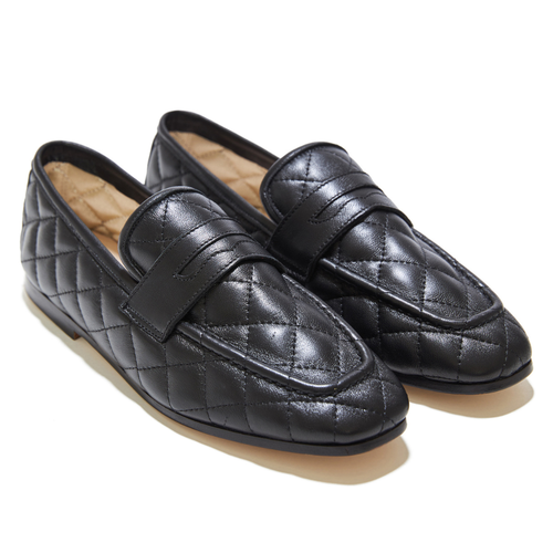 Sophique Milano Essenziale Classic Quilted Leather Loafer in Black