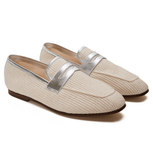 Sophique Milano Essenziale in Silver Raffia, Size 38
