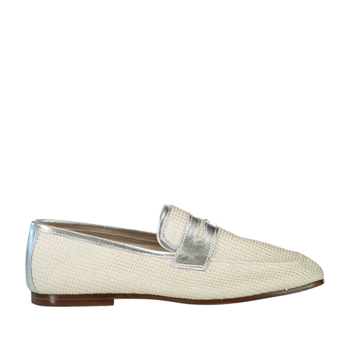 Sophique Milano Essenziale in Silver Raffia, Size 38