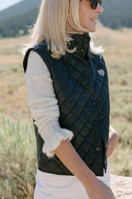 Augustina's Quilted Puff Vest in Black