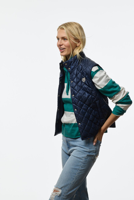 Augustina's Quilted Puff Vest in Navy, Size Medium/Large