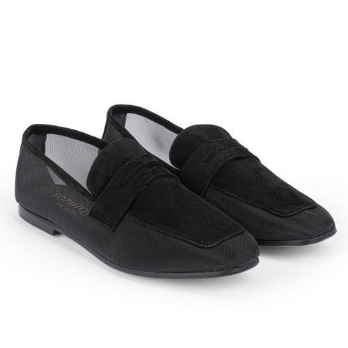 Sophique Milano Essenziale Classic Mesh Suede Loafer in Black