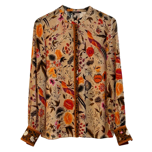 Kobi Halperin Fionna Floral Print Silk Blouse in Natural Multi