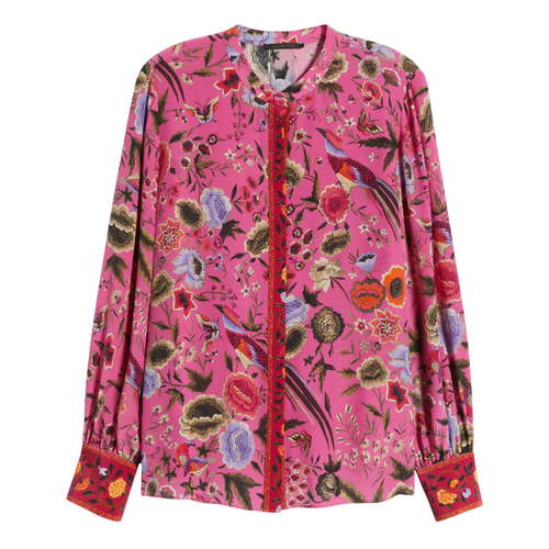 Kobi Halperin Fionna Floral Print Silk Blouse in Pink Multi