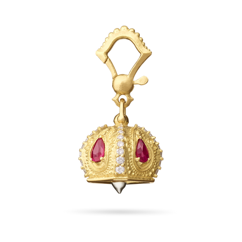 Paul Morelli 18K Yellow Gold Raja Meditation Bell with Rubies, 9.5mm
