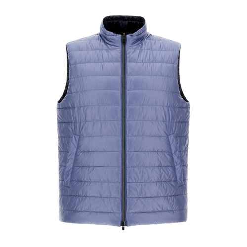 Herno Men's Two-Tone Reversible Nylon Ultralight Vest in Light Blue