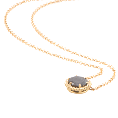 *RESERVE TODAY* Sylva & Cie. 18K Yellow Gold Black Diamond Pendant Chain Necklace