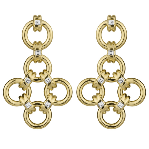 Paul Morelli 18K Yellow Gold Diamond Chain Quad Dangle Earrings