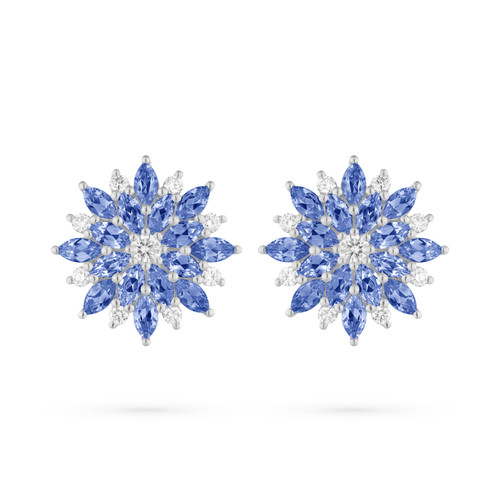 Paul Morelli Dahlia Stud Diamond Earrings with Blue Sapphires, 17mm