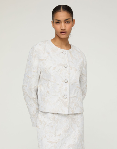 Lafayette 148 New York Speckled Glaze Jacquard Jacket in Pearl Multi, Size Medium
