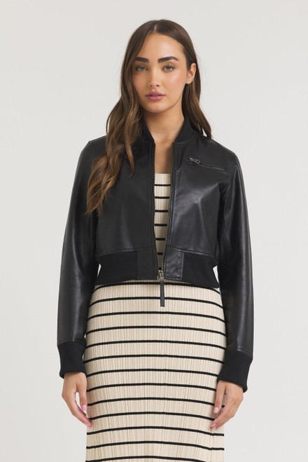 Jakett New York Collins Burnished Leather Jacket in Black