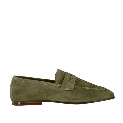 Sophique Milano Essenziale Classic Suede Loafer in Khaki