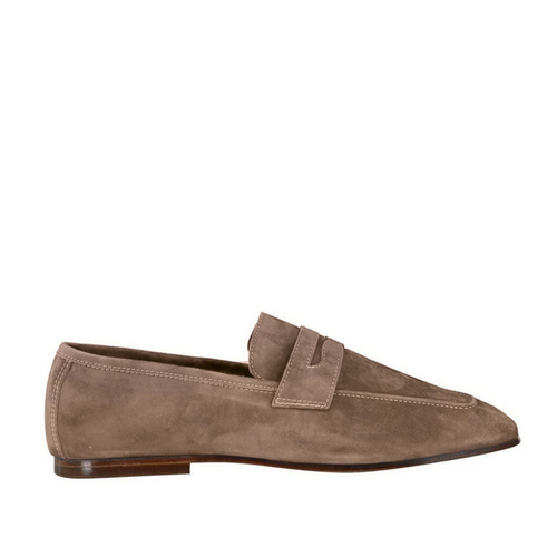 Sophique Milano Essenziale Classic Suede Loafer in Taupe, Size 35