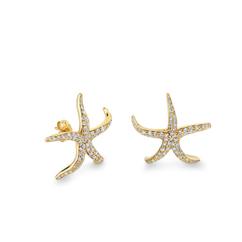 *VIRTUAL TRUNK SHOW* Sydney Evan 14K Yellow Gold & Diamond Large Starfish Pave Earrings