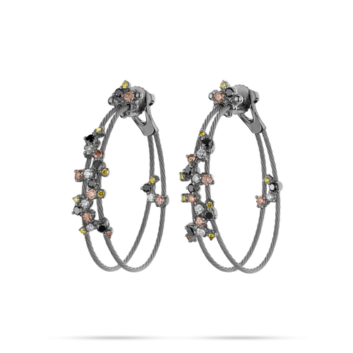 Paul Morelli 18K Black Gold Small Double Unity Confetti Hoop Earrings, 20mm