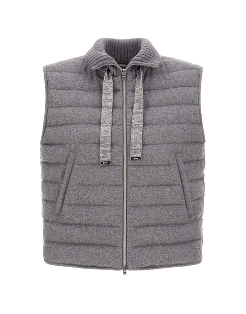 Herno Resort Vest in Lucent Cashmere Wool in Light Grey, Size 44
