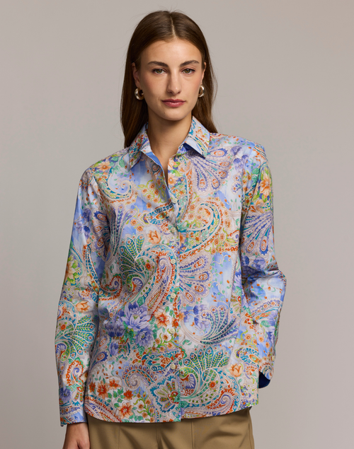 Hinson Wu Margot Long Sleeve Print Shirt in Floral Paisley