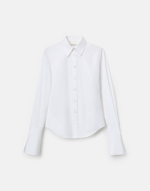 Lafayette 148 New York Organic Cotton Poplin Fitted Shirt in White
