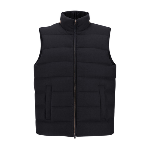 Herno Men's Cashmere, Silk and Monogram Vest in Navy Blue, Size 60