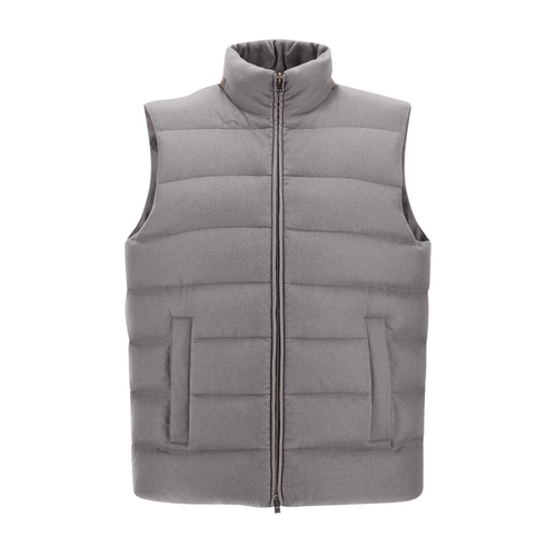 Herno Men's Cashmere, Silk and Monogram Vest in Grey