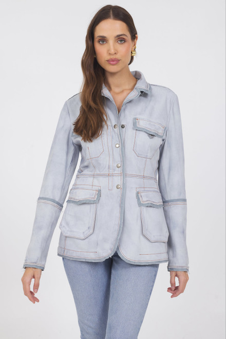 Jakett New York Meryl Waxed Suede Leather Jacket in Cloud