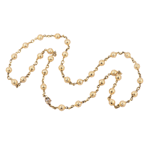  Sylva & Cie. 18K Yellow Gold Diamond Bead Necklace, 32"