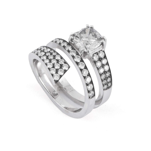 Sylva & Cie. 18K White Gold "Tinted Treasures" Fancy Dark Grey Diamond Ring, Size 6 1/2