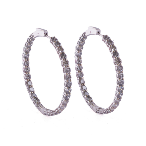 Sylva & Cie. 18K White Gold Grey Diamond Hoops