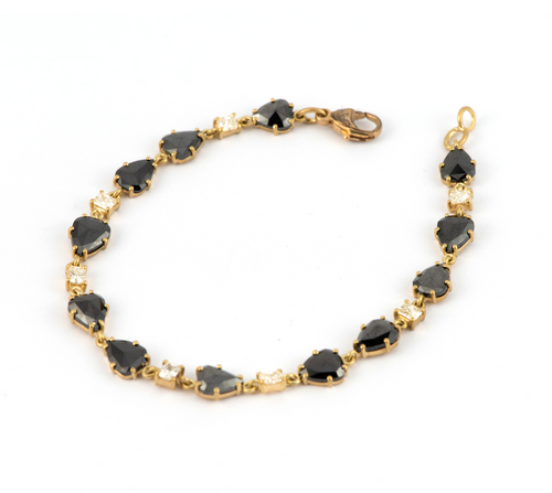 Sylva & Cie. 18K Yellow Gold Black Out Tennis Bracelet with Radiant Diamonds