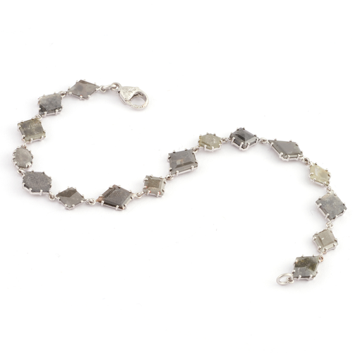 Sylva & Cie. 18K White Gold Rough Cut Diamond Tennis Bracelet