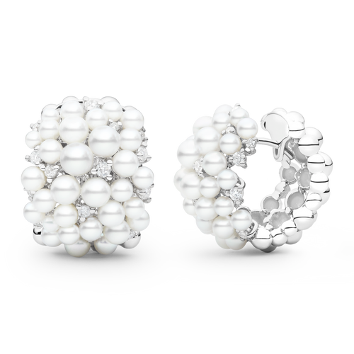 Paul Morelli 18K White Gold Large Lagrange Pearl Snap Hoop Earrings