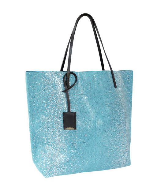 Linde Gallery St. Barth Gouverneur Galuchat Printed Suede Bag in Laguna, Medium