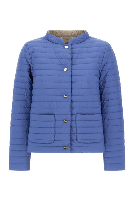 Herno Ecoage and Nylon Ultralight Reversible Jacket in Violet Blue/Taupe, Size 48