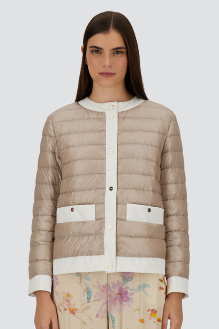 Herno Ultralight Nylon Short Jacket with Taffeta Trim Details in Chantilly, Size 40