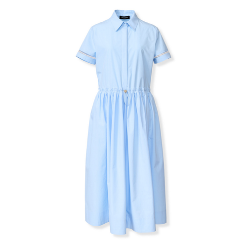 Fabiana Filippi Short Sleeve Poplin Dress in Sky Blue, Size 46
