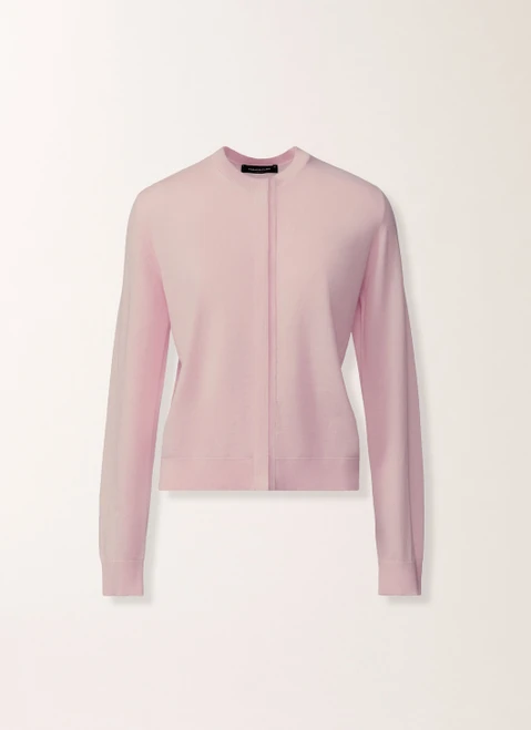 Fabiana Filippi Wool and Cotton Cardigan in Lilac Pink