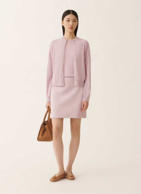 Fabiana Filippi Wool and Cotton Cardigan in Lilac Pink