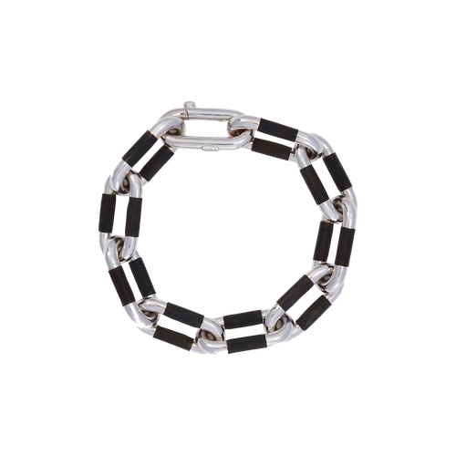 *RESERVE TODAY* Sidney Garber Ebony and White Gold Link Bracelet, 8.25"