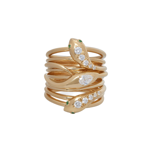 *RESERVE TODAY* Sidney Garber Serpentine Ring with Diamonds & Emeralds
