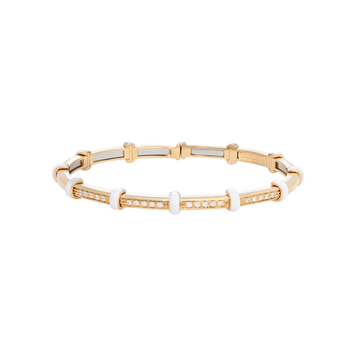 *RESERVE TODAY* Sidney Garber White Enamel Carly Bracelet with Diamonds