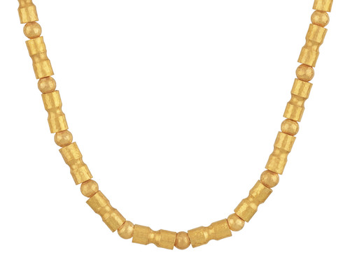 *SPECIAL ORDER TODAY* GURHAN Vertigo 24K Gold Statement Beaded Necklace, Hand-Hammered Double Beads & Balls