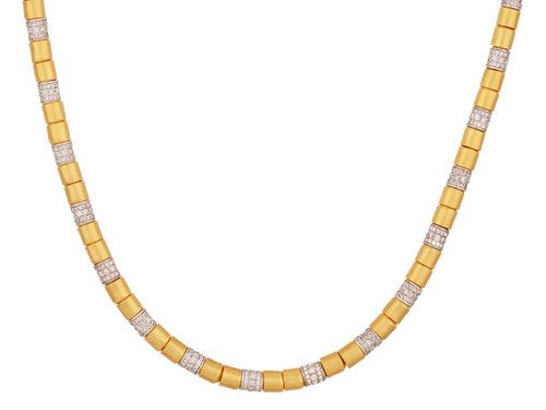 *SPECIAL ORDER TODAY* GURHAN Vertigo 24K Gold Diamond Statement Beaded Necklace, Hand-Hammered Beads & Pavé Diamond Spacers