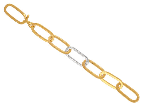 *SPECIAL ORDER TODAY* GURHAN Hoopla 22K Gold Diamond Chain Link Bracelet, 25x8mm Flat Oval, Single Pave Link