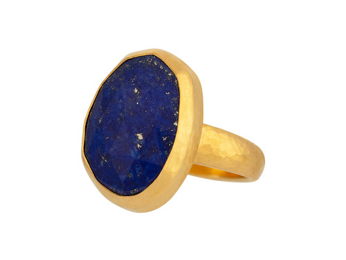 *SPECIAL ORDER TODAY* GURHAN Elements One-of-a-Kind 24K Gold Lapis Cocktail Ring, 21x16mm Amorphous Gemstone
