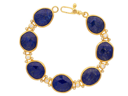*SPECIAL ORDER TODAY* GURHAN Elements One-of-a-Kind 24K Gold Lapis All Around Single-Strand Bracelet, Amorphous Mixed Shapes