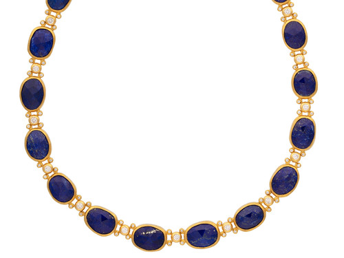 *SPECIAL ORDER TODAY* GURHAN Elements One-of-a-Kind 24K Gold Lapis Rivière Link Necklace, Butterfly Diamond Links