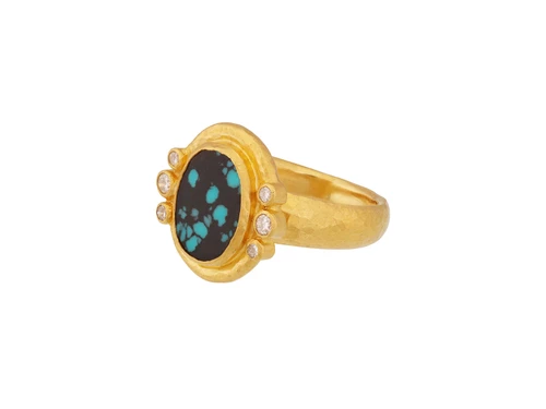 *SPECIAL ORDER TODAY* GURHAN Muse One-of-a-Kind 24K Gold Turquoise Center Stone Cocktail Ring