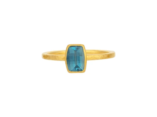 *SPECIAL ORDER TODAY* GURHAN Prism One-of-a-Kind 24K Gold Topaz Stacking Ring, 7x5mm Rectangle Gemstone