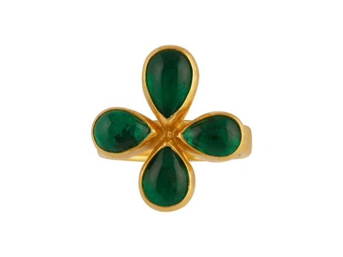 *SPECIAL ORDER TODAY* GURHAN Rune One-of-a-Kind 24K Gold Emerald Cluster Cocktail Ring